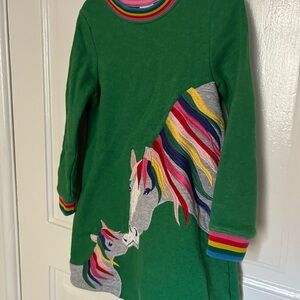Mini Boden Green Unicorn Long Sleeve Shirt